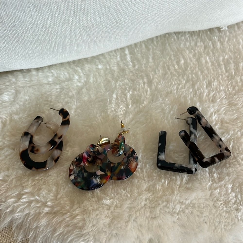Madewell Multicolor Resin Hoop Earrings Set - Tortoiseshell & Confetti
